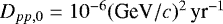 $D_{pp,0} = 10^{-6} (\text{GeV}/c)^2 \, \text{yr}^{-1}$