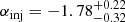 $ \alpha_{\mathrm{inj}}=-1.78^{+0.22}_{-0.32} $