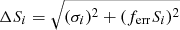 $ \Delta S_i=\sqrt{(\sigma_i)^2+(f_{\mathrm{err}}S_i)^2} $