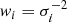 $ {w_i} = \sigma _i^{ - 2} $