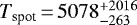$T_{\textrm{spot}}{\,=\,}5078^{&#x002B;2016}_{-263}$