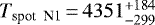 $T_{\textrm{spot\; N1}}{\,=\,}4351^{&#x002B;184}_{-299}$