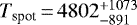 $T_{\textrm{spot}}{\,=\,}4802^{&#x002B;1073}_{-891}$