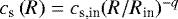 $c_{\textrm{s}}\left(R\right) = c_{\textrm{s,in}} (R/R_{\textrm{in}})^{-q}$