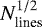$N_{\textrm{lines}}^{1/2}$