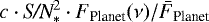 $c\cdot {\textit{S/N}}_*^2\cdot F_{\textrm{Planet}}(\nu)/\bar{F}_{\textrm{Planet}}$