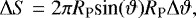 \begin{equation*} \Delta S = 2\pi R_{\textrm{P}}\textrm{sin}(\vartheta) R_{\textrm{P}} \Delta \vartheta, \end{equation*}