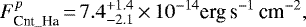 \[ F^p_{{\textrm{Cnt}\_{\textrm{Ha}}}}{\,=\,}7.4^{&#x002B;1.4}_{-2.1}{\,\times\,}10^{-14}{\textrm{erg}\,\textrm{s}}^{-1}\,\textrm{cm}^{-2}, \]