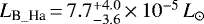 $L_{\textrm{B\_Ha}}{\,=\,}7.7^{&#x002B;4.0}_{-3.6}{\,\times\,}10^{-5}\,L_{\odot}$