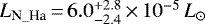 $L_{\textrm{N\_Ha}}{\,=\,}6.0^{&#x002B;2.8}_{-2.4}{\,\times\,}10^{-5}\,L_{\odot}$