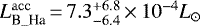 $L^{\mathrm{acc}}_{\textrm{B\_Ha}}{\,=\,}7.3^{&#x002B;6.8}_{-6.4}{\,\times\,}10^{-4} L_{\odot}$