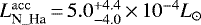 $L^{\mathrm{acc}}_{\textrm{N\_Ha}}{\,=\,}5.0^{&#x002B;4.4}_{-4.0}{\,\times\,}10^{-4} L_{\odot}$