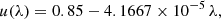 $$ \begin{aligned} u(\lambda ) = 0.85 -4.1667 \times 10^{-5}\,\lambda , \end{aligned} $$