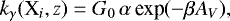 \begin{equation*}k_{\gamma}(\textrm{X}_i,z) = G_0 \, \alpha \, \textrm{exp} (-\beta A_V) ,\vspace*{-4pt}\end{equation*}