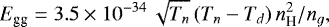 \begin{equation*} E_{\textrm{gg}} = 3.5 \times 10^{-34} \, \sqrt{T_n} \, (T_n - T_d) \, n_{\textrm{H}}^2 / n_{g}, \vspace*{-2pt}\end{equation*}