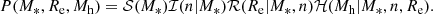 $$ \begin{aligned} P(M_*,R_{\mathrm{e} },M_{\rm h}) = \mathcal{{S}}(M_*)\mathcal{{I}}(n|M_*)\mathcal{{R}}(R_{\mathrm{e} }|M_*,n)\mathcal{{H}}(M_{\rm h}|M_*,n,R_{\mathrm{e} }). \end{aligned} $$