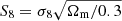 $ S_8=\sigma_8\sqrt{\Omega_{\mathrm{m}}/0.3} $