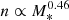 $ n \propto M_{\rm{*}}^{0.46} $