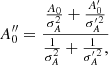 $$ \begin{aligned} {A^{\prime \prime }_0} = \frac{\frac{A_0}{\sigma _A^2}+\frac{A^{\prime }_0}{\sigma _A^{\prime \,2}}}{\frac{1}{\sigma _A^2}+\frac{1}{\sigma _A^{\prime \,2}},} \end{aligned} $$