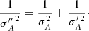 $$ \begin{aligned} \frac{1}{\sigma {^{\prime \prime }_A}^2} = \frac{1}{\sigma _A^2}+\frac{1}{\sigma _A^{\prime \,2}}\cdot \end{aligned} $$
