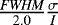 $ \frac{\textit{FWHM}}{2.0} \frac{\sigma}{I} $
