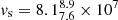 $ \mathit{v}_{\mathrm{s}}=8.1^{8.9}_{7.6}\times10^7\, $