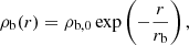 $$ \begin{aligned} \rho _\mathrm{b} (r) = \rho _{\mathrm{b} ,0} \exp \left( - \frac{r}{r_\mathrm{b} } \right) , \end{aligned} $$