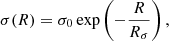 $$ \begin{aligned} \sigma (R) = \sigma _{0} \exp \left( -\frac{R}{R_\sigma } \right) , \end{aligned} $$