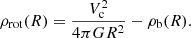 $$ \begin{aligned} \rho _\mathrm{rot} (R) = \frac{V_\mathrm{c} ^2}{4 \pi G R^2} - \rho _\mathrm{b} (R) . \end{aligned} $$