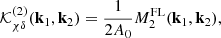 $$ \begin{aligned}&\mathcal{K} ^{(2)}_{\chi \delta }(\mathbf{k }_1,\mathbf{k }_2) = \frac{1}{2 A_0} M_2^\mathrm{FL}(\mathbf{k }_1,\mathbf{k }_2), \end{aligned} $$