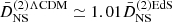 $ \bar{D}^{(2)\Lambda\mathrm{CDM}}_{\mathrm{NS}} \simeq 1.01 \bar{D}^{(2)\mathrm{EdS}}_{\mathrm{NS}} $