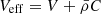 $ V_{\mathrm{eff}}=V + \bar{\rho} C $