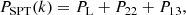 $$ \begin{aligned} P_\mathrm{SPT} (k) = P_{\rm L} + P_{22} + P_{13} ,\end{aligned} $$