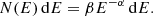 $$ \begin{aligned} N(E)\,\mathrm{d} E = \beta E^{-\alpha }\,\mathrm{d} E. \end{aligned} $$