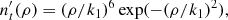 $$ \begin{aligned} n_t^\prime (\rho ) = (\rho /k_1)^6\exp (-(\rho /k_1)^2), \end{aligned} $$