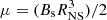 $ \mu = ({B_{\rm{s}}}R_{{\rm{NS}}}^3)/2 $