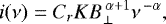 \begin{equation*} i(\nu)=C_r K B_{\bot}^{\,\alpha&#x002B;1}\nu^{\,-\alpha},\end{equation*}