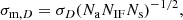$$ \begin{aligned} \sigma _{\mathrm{m},D}=\sigma _{D}(N_{\rm a}N_{\rm IF}N_{\rm s})^{-1/2}, \end{aligned} $$
