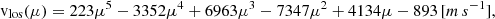 $$ \begin{aligned} \mathrm v_{\rm los} (\mu )=223\mu ^5-3352\mu ^4+6963\mu ^3-7347\mu ^2+4134\mu -893\,\mathrm [m\,s^{-1}] ,\end{aligned} $$