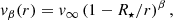 $$ \begin{aligned} v_{\beta }(r)=v_{\infty }\left(1-R_{\star }/r\right)^{\beta }, \end{aligned} $$