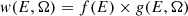 $$ \begin{aligned} { w}(E,{\bf{\Omega }}) = f(E) \times { g}(E,{\bf{\Omega }}) \end{aligned} $$