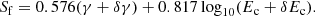 $$ \begin{aligned} S_{\rm f} = 0.576 (\gamma +\delta \gamma ) + 0.817 \log _{10}(E_{\rm c}+\delta E_{\rm c}). \end{aligned} $$