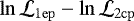 $\ln \mathcal{L}_{\mathrm{1ep}} - \ln \mathcal{L}_{\mathrm{2cp}}$