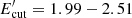 $ E_{{\rm{cut}}}^\prime = 1.99 - 2.51 $