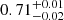 $ {0.71}^{+0.01}_{-0.02} $