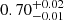 $ {0.70}^{+0.02}_{-0.01} $