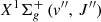 $ {X^1}\Sigma _g^ + \,(v'',\,J'') $