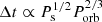 $ \Delta t \propto P^{1/2}_{\mathrm{s}}P^{2/3}_{\mathrm{orb}} $