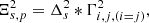$$ \begin{aligned} \Xi _{s,p}^2 = \Delta _{s}^2*\Gamma _{i,j, (i=j)}^2, \end{aligned} $$