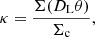$$ \begin{aligned} \kappa = \frac{\Sigma (D_{\rm L} \theta )}{\Sigma _{\rm c}}, \end{aligned} $$